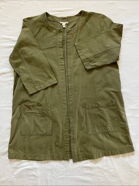 Eileen Fisher Olive Green Lightweight Cotton Jacket